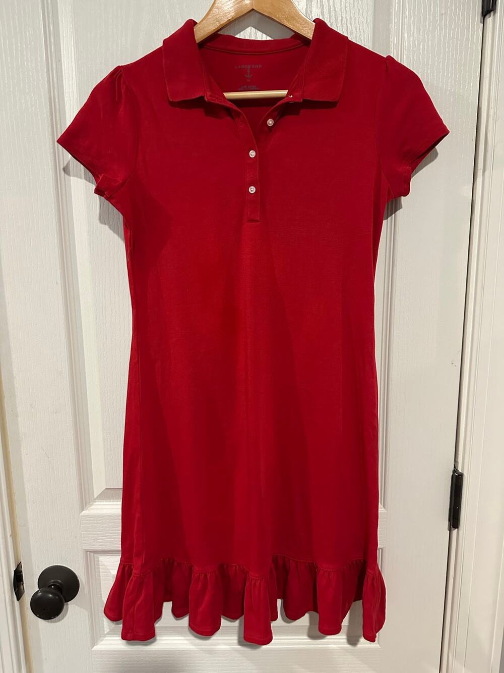 Girls Red Landsend size 12 dress uniform ruffle hem